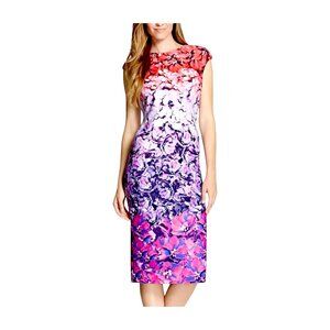 Vince Camuto Ombré Floral Sleeveless Sheath Dress w/Zipper Back. Size 10